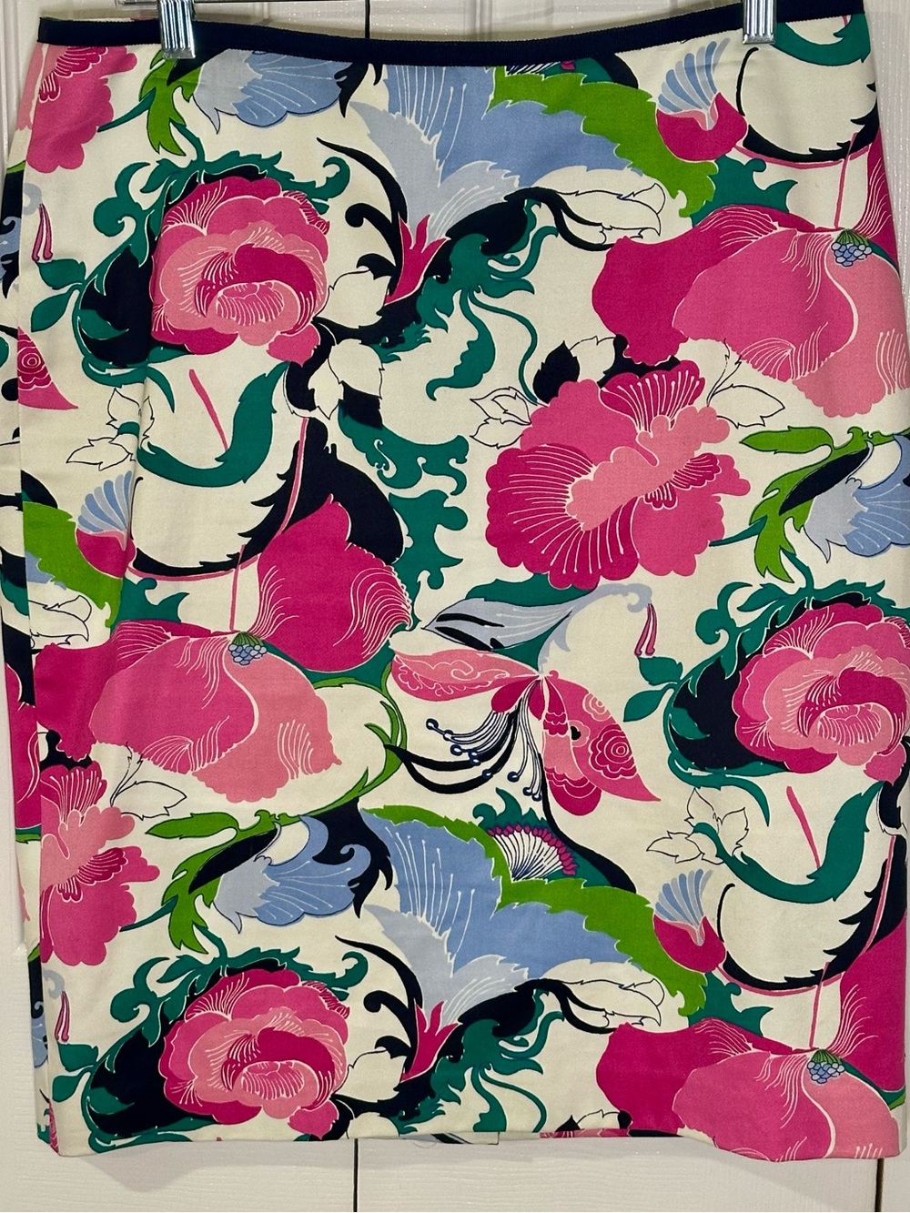 Talbots Floral Multicolor Dress with Navy Trim